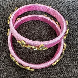 Elegant Pink and Gold Bangle Set